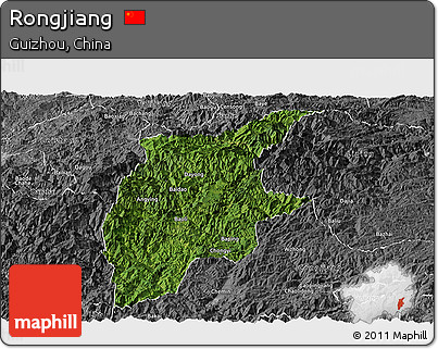 Satellite Panoramic Map of Rongjiang, desaturated