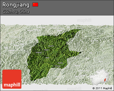 Satellite Panoramic Map of Rongjiang, lighten