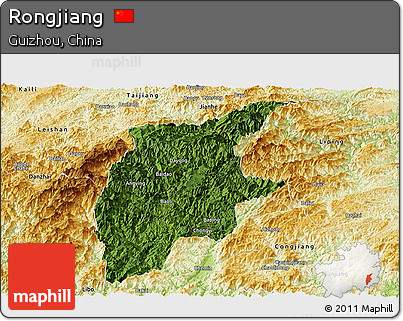Satellite Panoramic Map of Rongjiang, physical outside