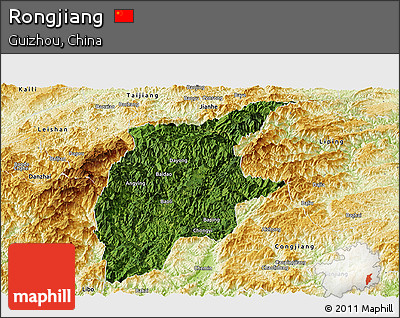 Satellite Panoramic Map of Rongjiang, physical outside