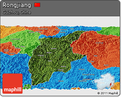 Satellite Panoramic Map of Rongjiang, political outside