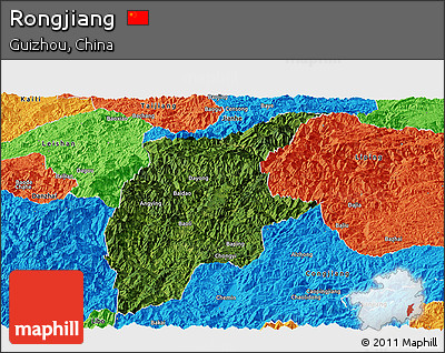 Satellite Panoramic Map of Rongjiang, political outside