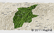 Satellite Panoramic Map of Rongjiang, shaded relief outside