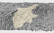 Shaded Relief Panoramic Map of Rongjiang, darken, desaturated