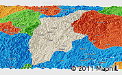 Shaded Relief Panoramic Map of Rongjiang, political outside