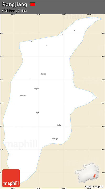 Classic Style Simple Map of Rongjiang, single color outside