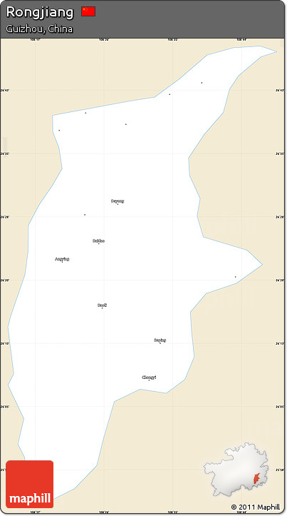Classic Style Simple Map of Rongjiang, single color outside