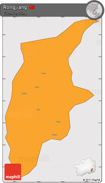 Political Simple Map of Rongjiang, cropped outside