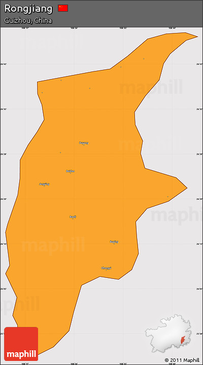 Political Simple Map of Rongjiang, cropped outside