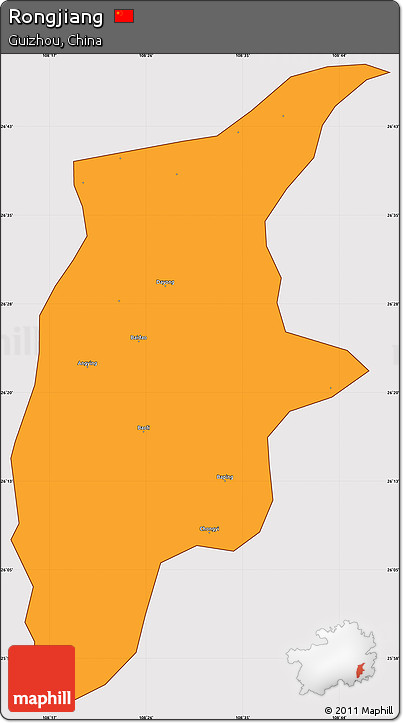 Political Simple Map of Rongjiang, cropped outside