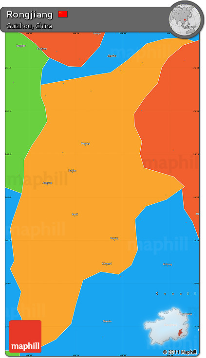 Political Simple Map of Rongjiang