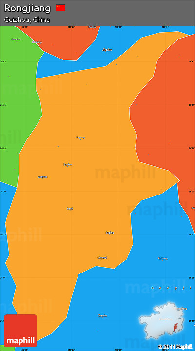 Political Simple Map of Rongjiang