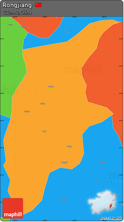 Political Simple Map of Rongjiang