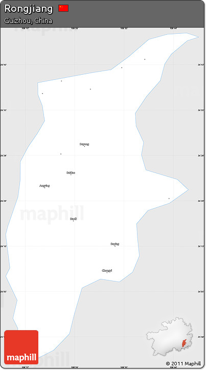 Silver Style Simple Map of Rongjiang, single color outside
