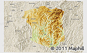 Physical 3D Map of Sandu, shaded relief outside