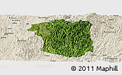 Satellite Panoramic Map of Sandu, shaded relief outside