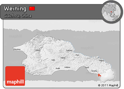 Gray Panoramic Map of Weining, single color outside