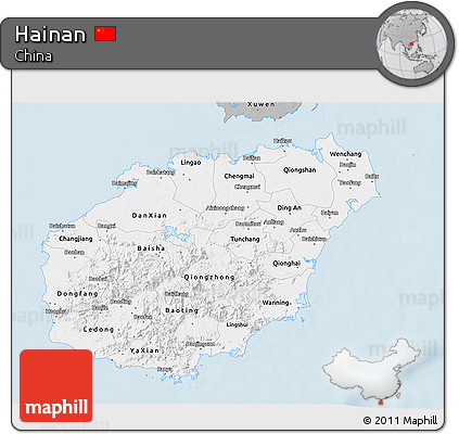 Gray 3D Map of Hainan
