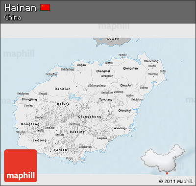 Gray 3D Map of Hainan
