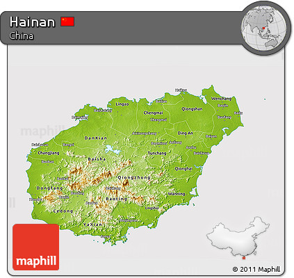 Physical 3D Map of Hainan, cropped outside