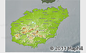 Physical 3D Map of Hainan, darken, semi-desaturated