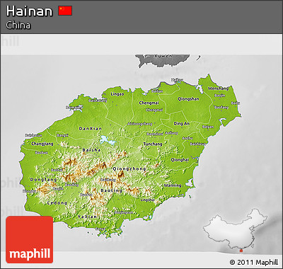 Physical 3D Map of Hainan, desaturated