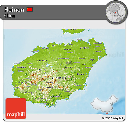 Physical 3D Map of Hainan