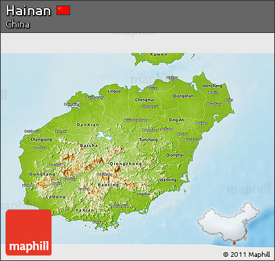 Physical 3D Map of Hainan