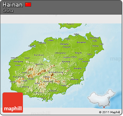 Physical 3D Map of Hainan