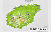 Physical 3D Map of Hainan, lighten, desaturated