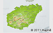 Physical 3D Map of Hainan, lighten, semi-desaturated