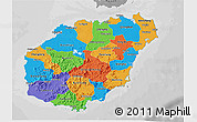 Political 3D Map of Hainan, desaturated