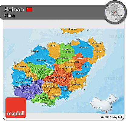 Political 3D Map of Hainan