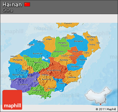 Political 3D Map of Hainan