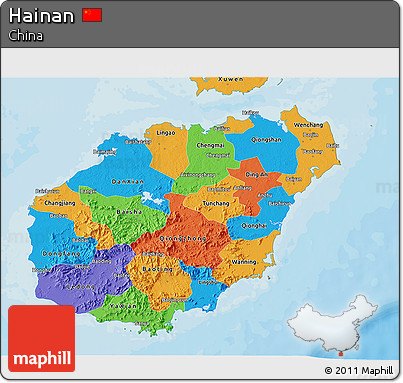 Political 3D Map of Hainan