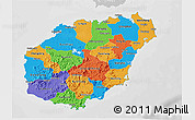 Political 3D Map of Hainan, lighten, desaturated