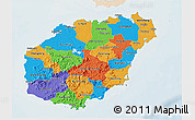 Political 3D Map of Hainan, lighten