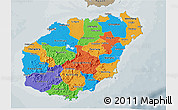 Political 3D Map of Hainan, semi-desaturated