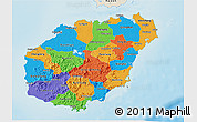 Political 3D Map of Hainan, shaded relief outside
