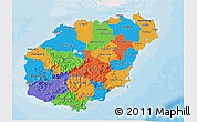 Political 3D Map of Hainan, single color outside