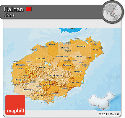 Political Shades 3D Map of Hainan