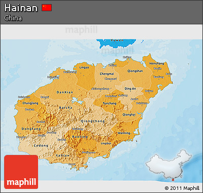 Political Shades 3D Map of Hainan