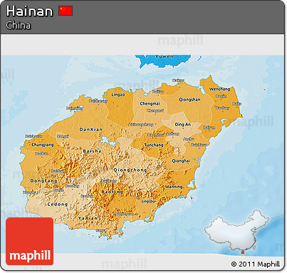 Political Shades 3D Map of Hainan
