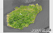 Satellite 3D Map of Hainan, desaturated