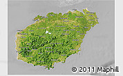 Satellite 3D Map of Hainan, lighten, desaturated