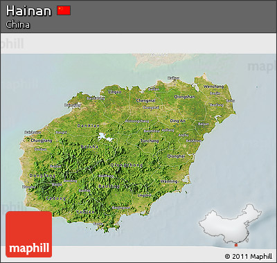 Satellite 3D Map of Hainan, lighten