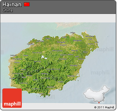Satellite 3D Map of Hainan, lighten