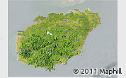 Satellite 3D Map of Hainan, lighten, semi-desaturated