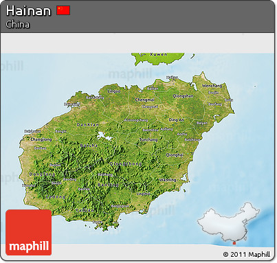 Satellite 3D Map of Hainan, physical outside