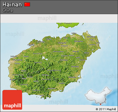 Satellite 3D Map of Hainan, physical outside